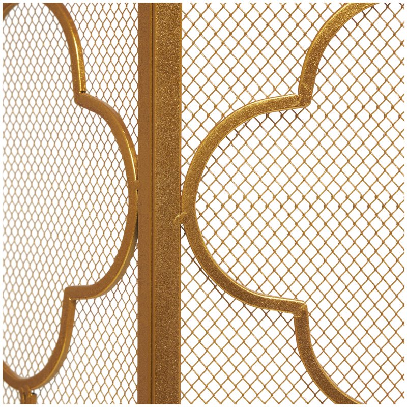 Geometric Metal Fireplace Screen - 50" x 35", Copper Frame