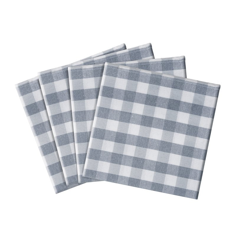 Buffalo Check Dinner Table Napkins - Grey - Set of 4