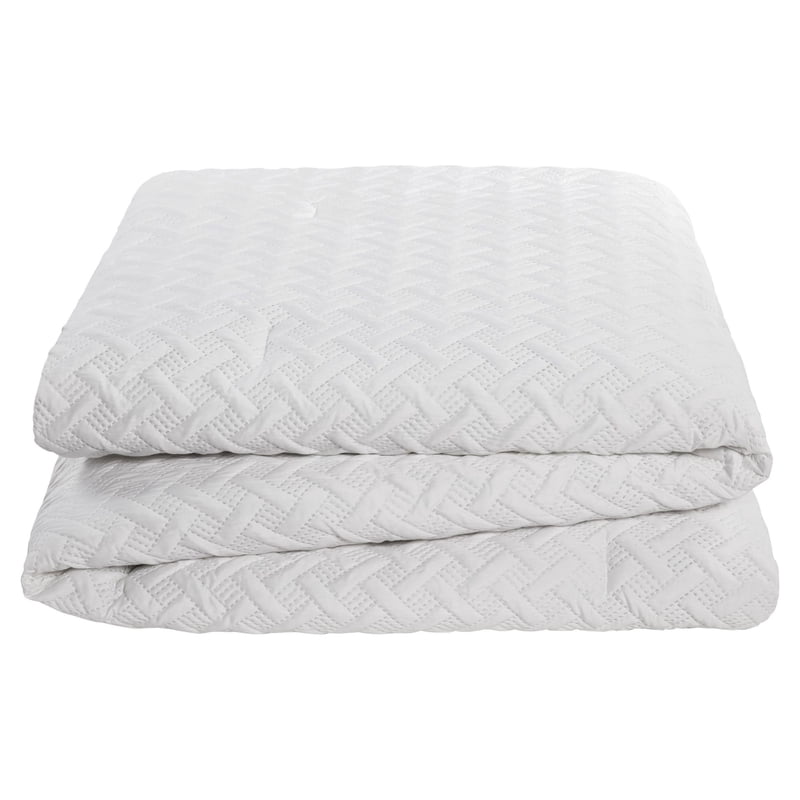 Twin XL White Geometric Comforter Set - Microfiber, 2-Piece