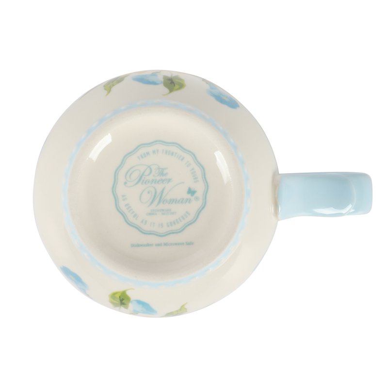14.5-Ounce Sweet Rose Ceramic Mug - Light Blue