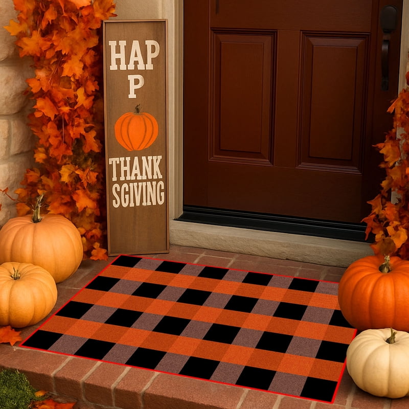 Halloween Door Mat Non-Slip Durable Indoor Outdoor Welcome Rug - Brown