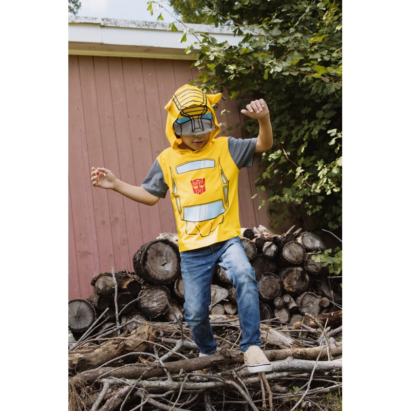 Transformers Bumblebee Toddler Hooded T-Shirt 4T Cosplay Costume Yellow
