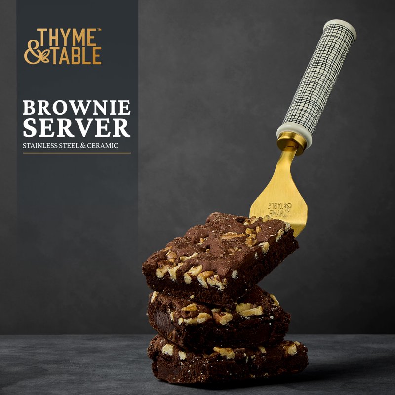 Stainless Steel Brownie Server with Ceramic Handle