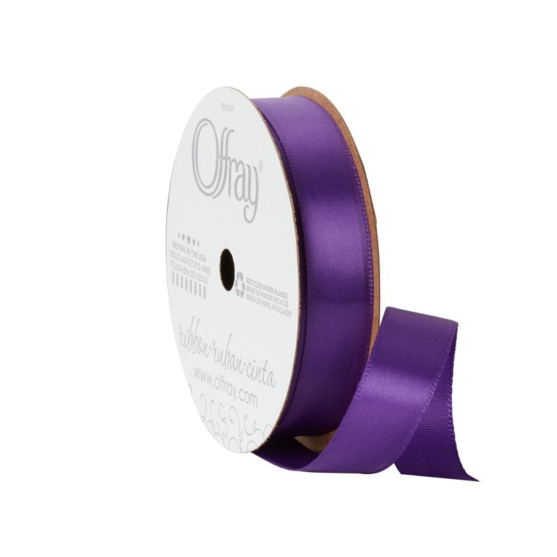 Purple Satin Ribbon 3 Pack - Offray 3.25 x 0.62 Inch Craft Trim (Regal Purple)