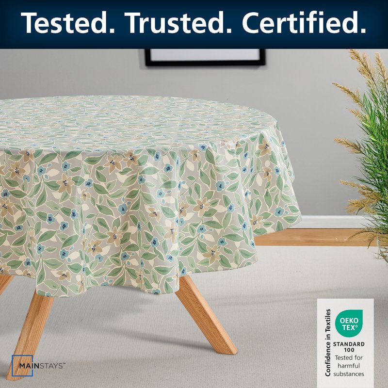 70" Round PEVA Floral Tablecloth - Indoor & Outdoor Decoration