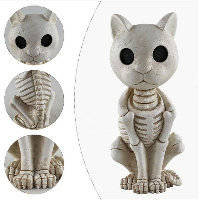 Halloween Skeleton Cat Resin Figurine Tabletop Decor - Variation H