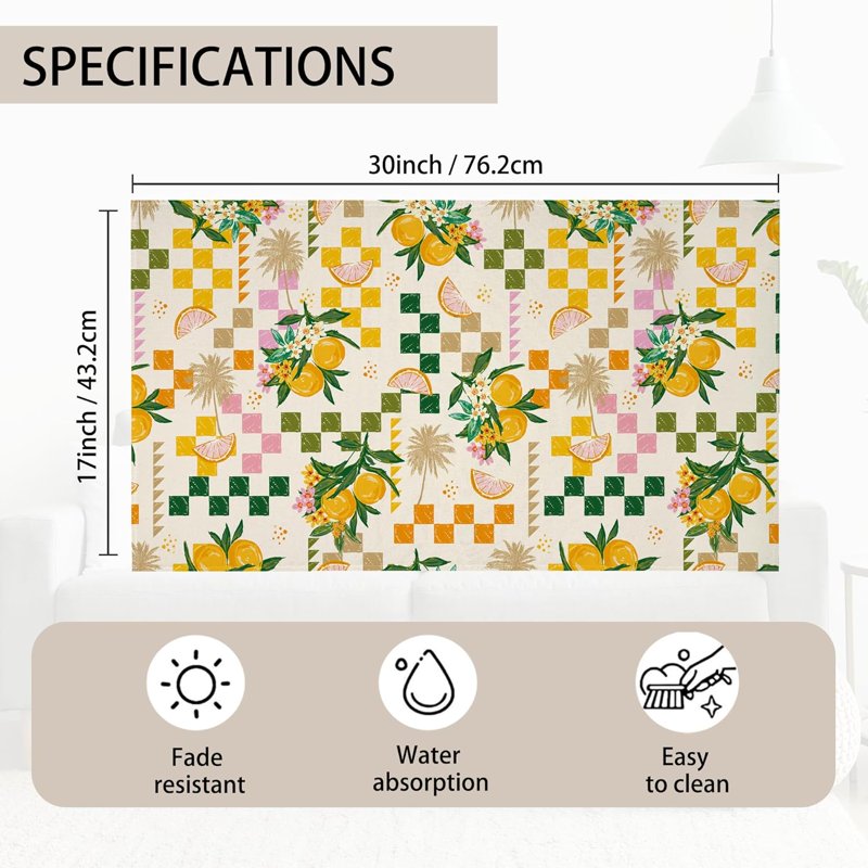 Lemon Entrance Door Mat 17x30 Inches - Summer Lemons & Flowers Doormat, Non-Slip Welcome Rug