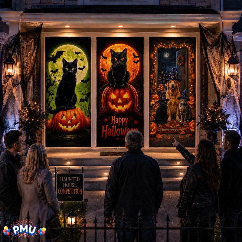 Halloween Door Cover Set - Spooky & Fun Door Decorations, 6 Bundles