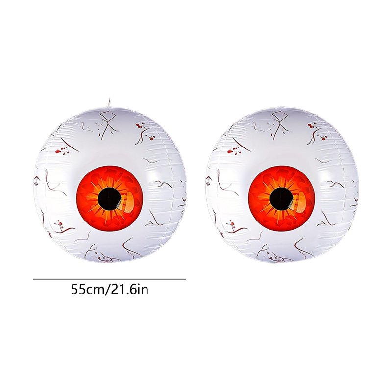 Red Inflatable Eyeball Halloween Decorations - 2PCS Bloodshot Horror Balloons Set