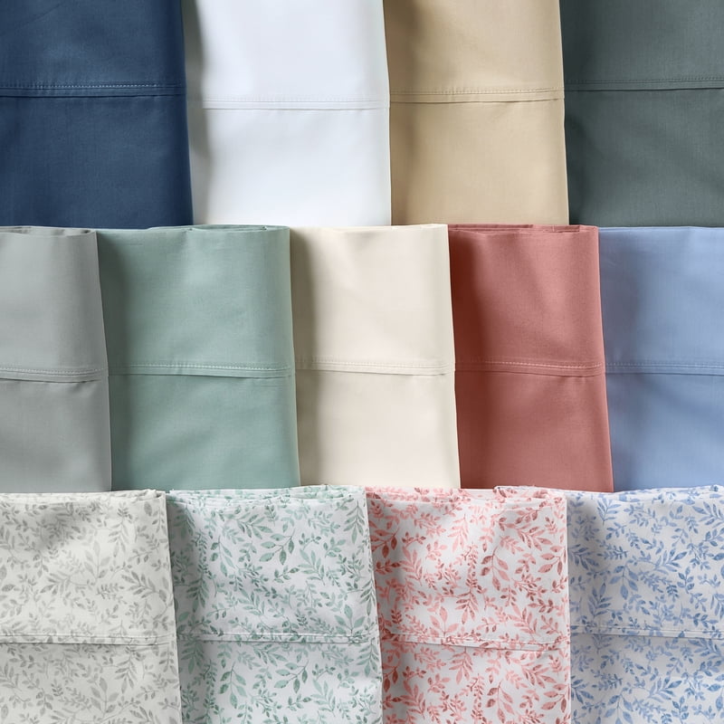 King Size Cotton Percale Pillowcases - Gray, 300 Thread Count, Set of 2