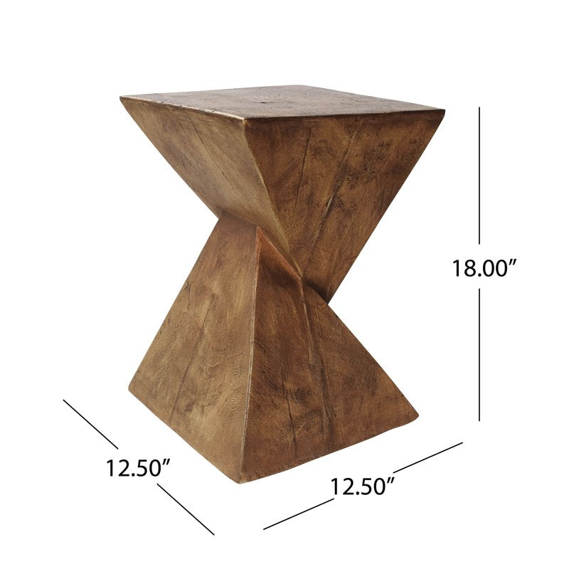 Indoor Lightweight Concrete Accent Table - Twisted Hourglass Design
