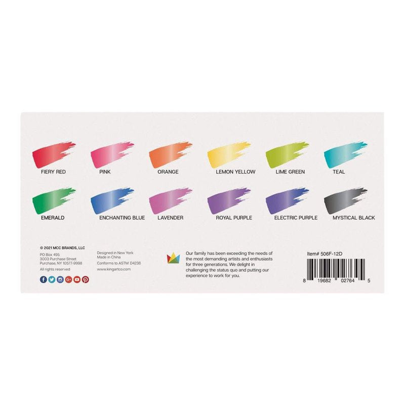 Metallic Acrylic Paint Set - 12 Iridescent Shimmer Colors, 60ml Bottles