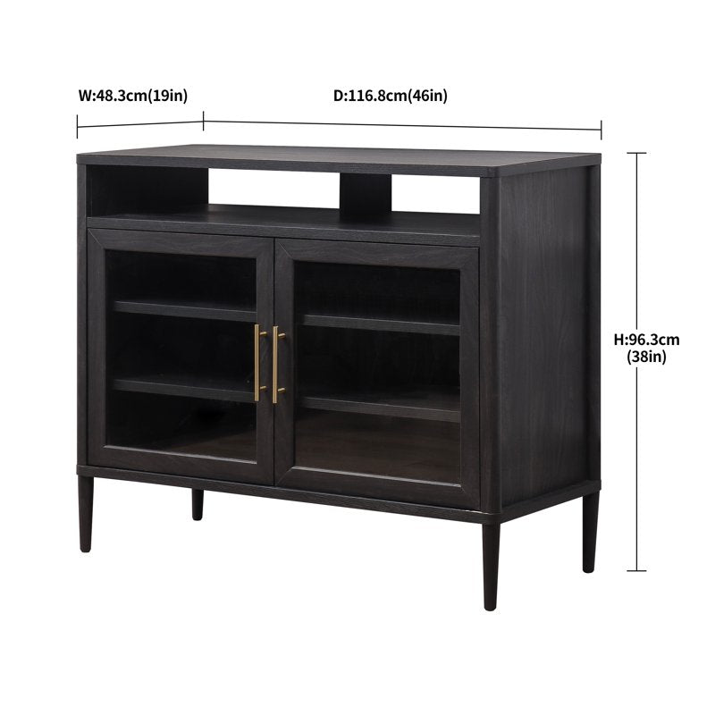 Oaklee Buffet Cabinet with Glass Doors - Black Finish