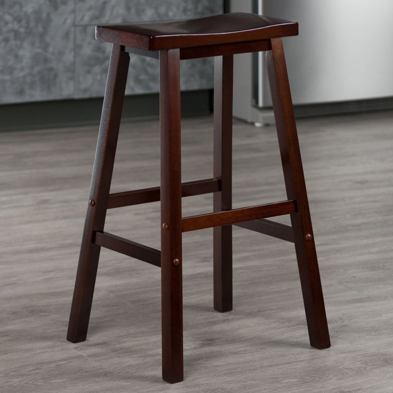 Saddle Seat Bar Stool - 29" Walnut Finish