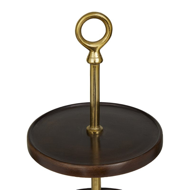 Tiered Mango Wood Cake Stand with Aluminum Base - 14" Round