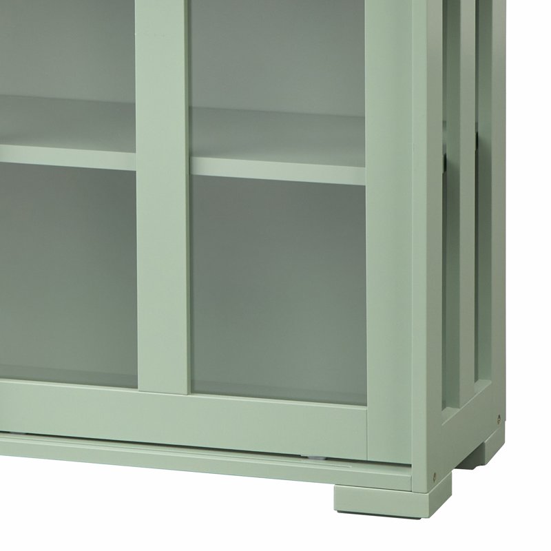 Stackable Wood and Glass Storage Cabinet - Mint Green