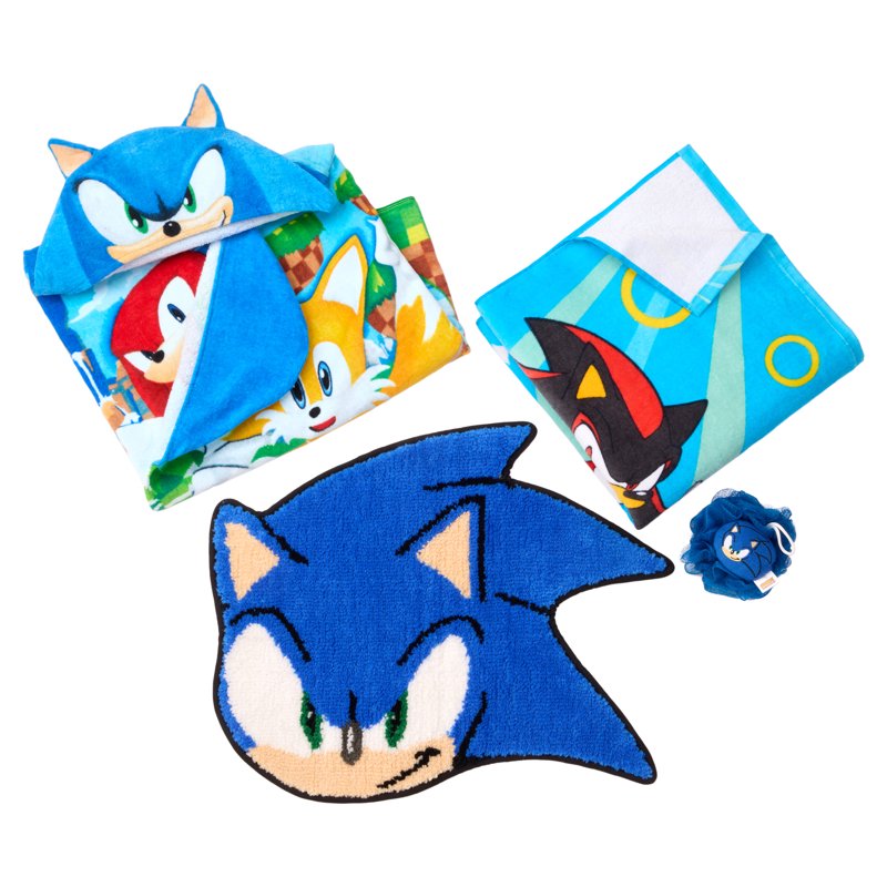 Kids Sonic the Hedgehog Bath Rug 22x17 Blue Non-Slip Plush Bathroom Mat