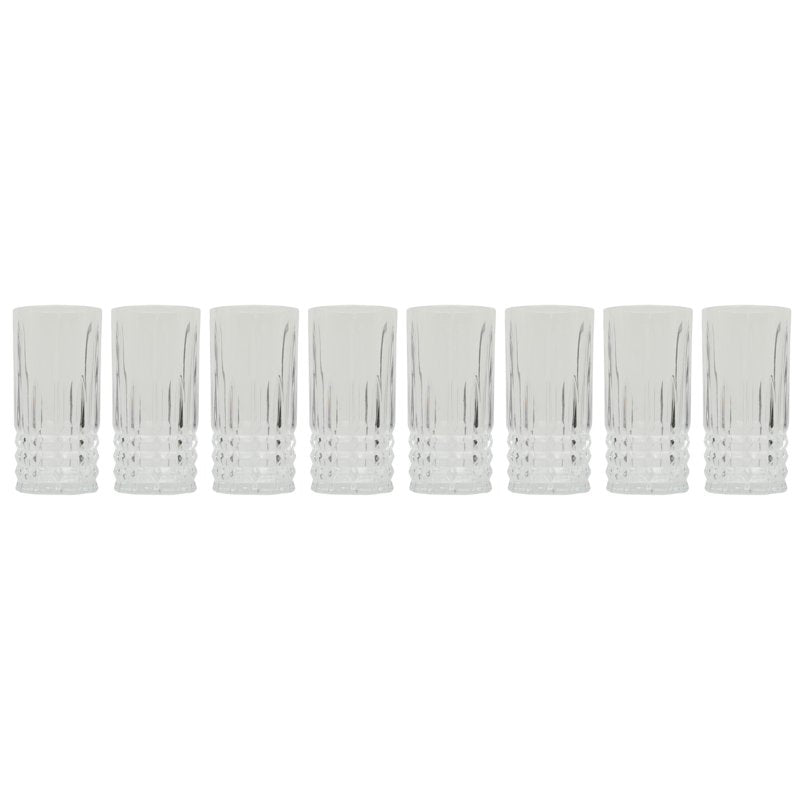 8-Piece Glass Tumbler Set - Elegant Embossed Design