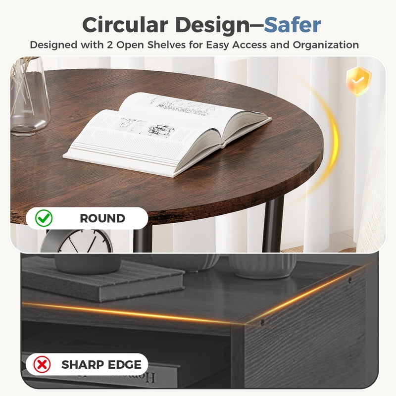 2-Tier Round Side Table - Space-Saving Design for Small Spaces
