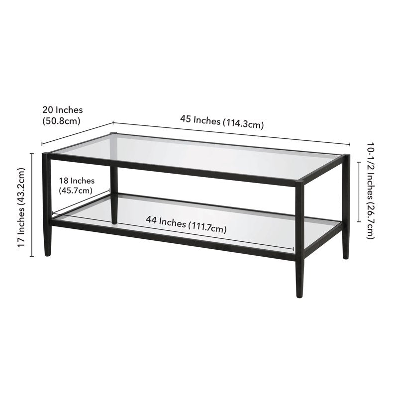 Rectangular Coffee Table with Glass Shelf - Modern Chic Design