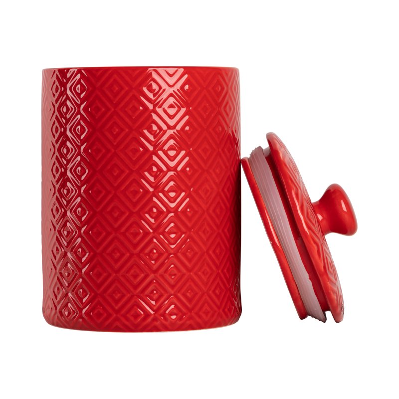 Diamond 3-Piece Canister Set - Red with Bamboo Lids