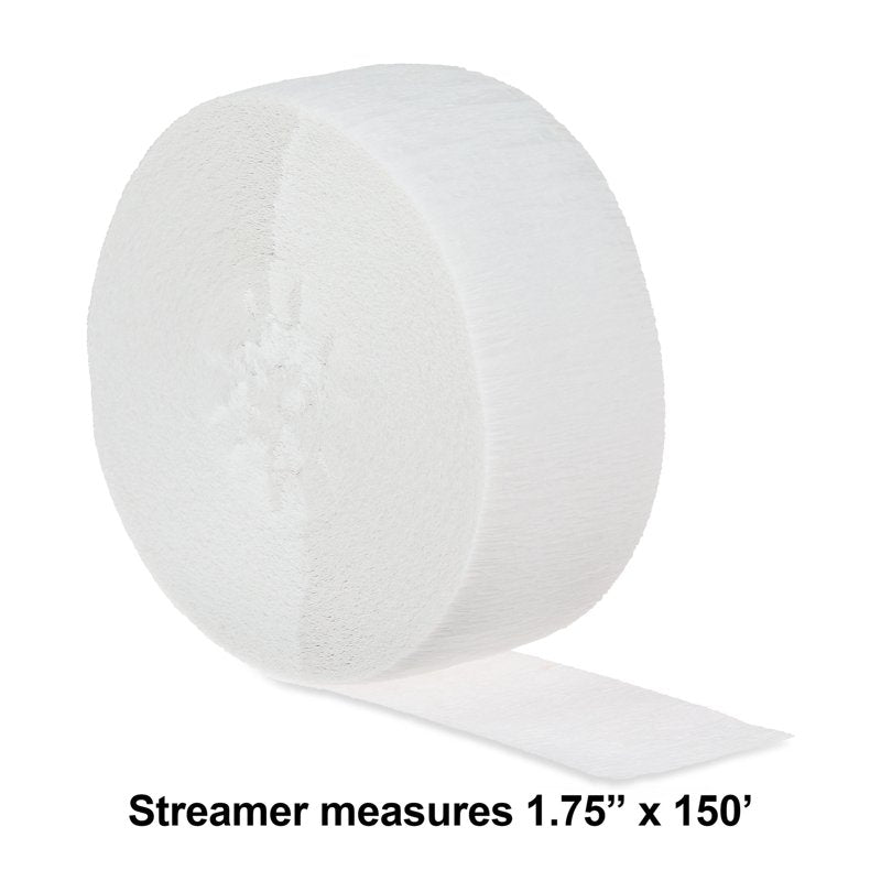 White Party Streamer 150 ft - Decorative Paper Garland for Events