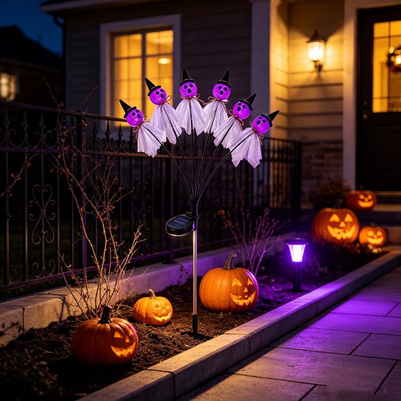 Solar Ghost Branch Yard Stake Lights - Purple LED Halloween Outdoor Decor - Variation 1#I