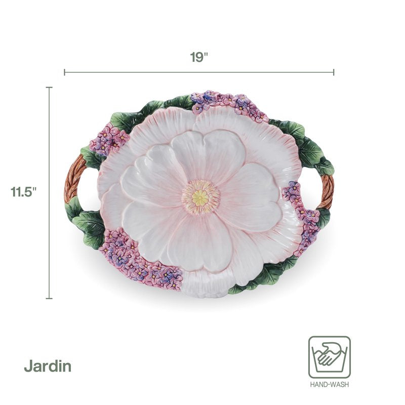 Jardin 19-Inch Large Earthenware Platter with Handles