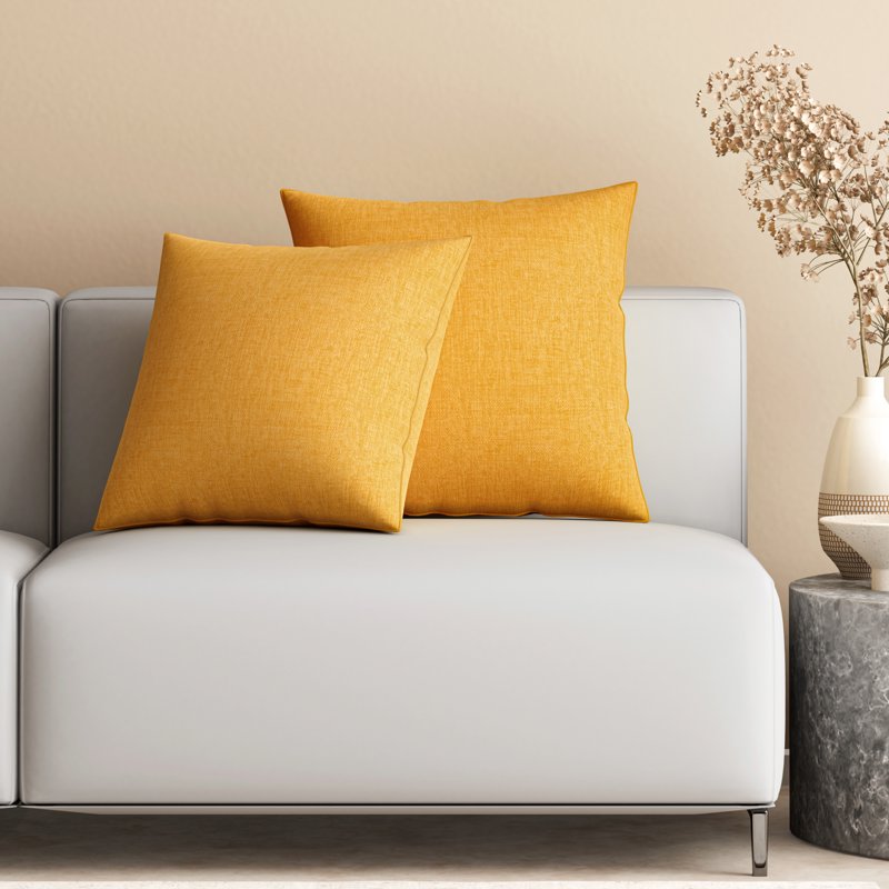 Mainstays Yellow Chenille Decorative Pillow Set, 18x18 Inches, 2 Pack
