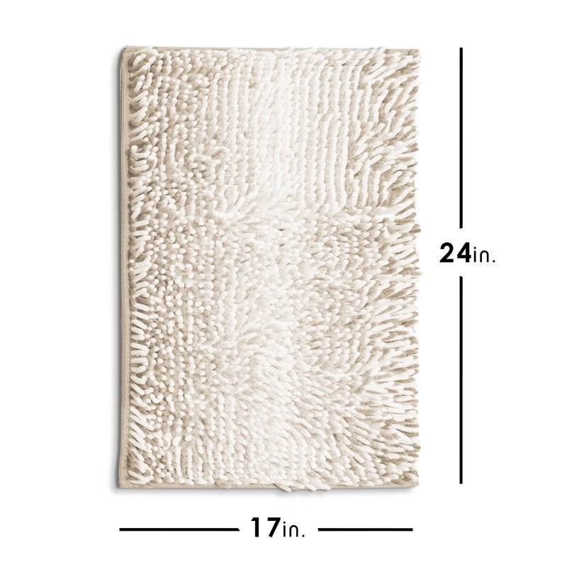 Chenille Bathroom Rug Non Slip Bath Mat 24x36 Rose Ultra Absorbent & Quick Dry