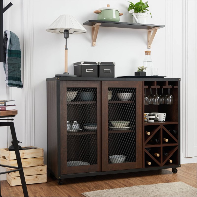 Industrial Multi-Storage Dining Buffet - Vintage Walnut