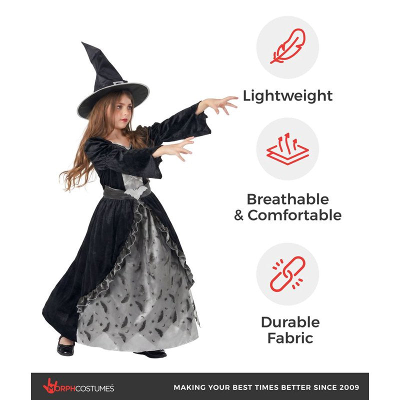 Morph Deluxe Girls Silver Witch Costume Hat S - Toddler Halloween Dress