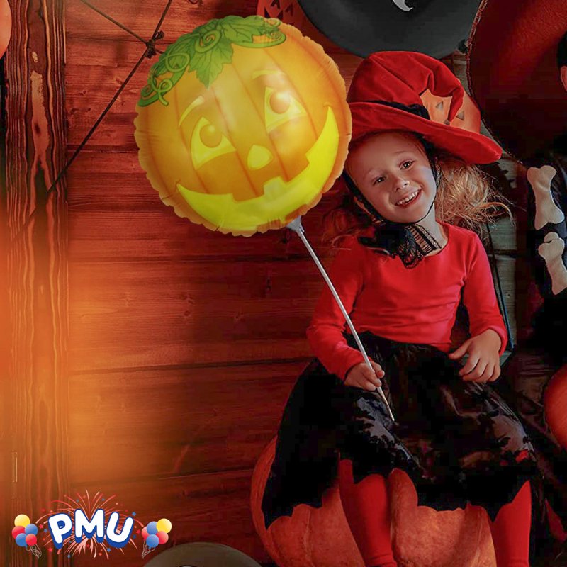 PMU Halloween Glowing Pumpkin 18-Inch Mylar Balloon - Variation of This Listing