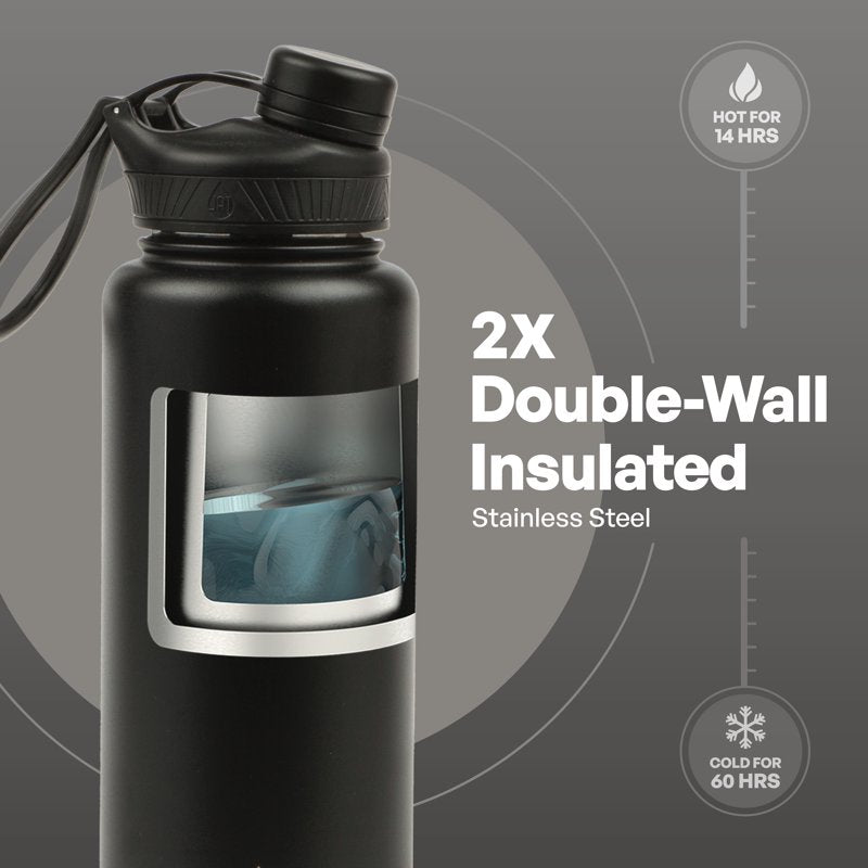 40 oz Insulated Stainless Steel Water Bottle - Black