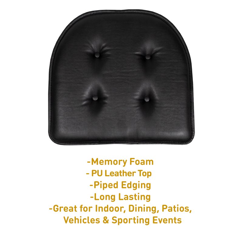 U-Shaped Memory Foam Chair Pad Cushions - 2 Pack, Black