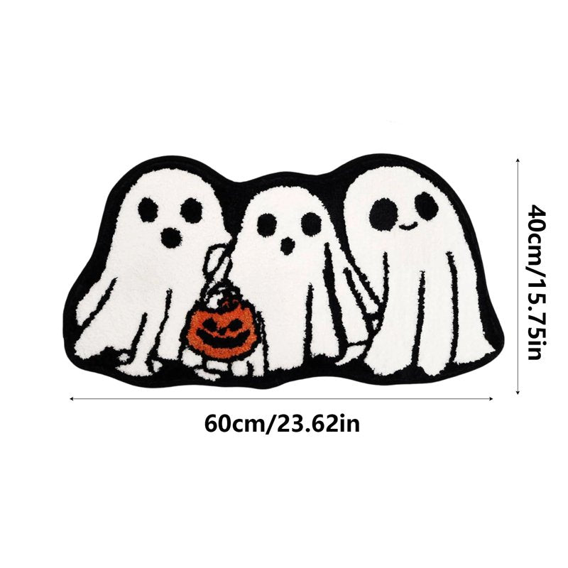 Halloween Ghost Shaped Bathroom Rug - M Size Spooky Ghost Bath Mat, Non-Slip Decor