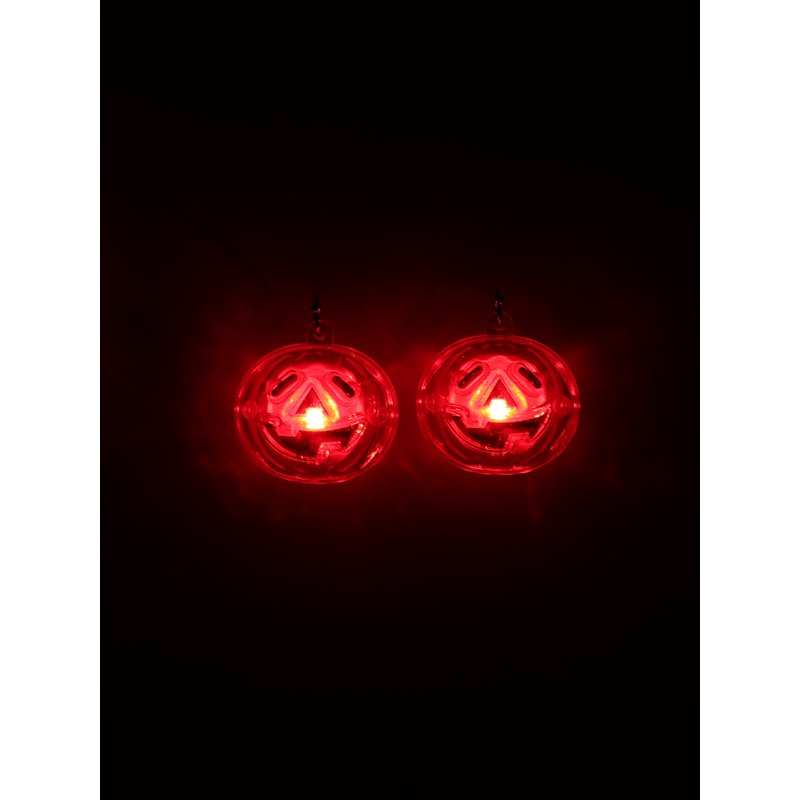 Light-Up Pumpkin Halloween Earrings - Spooky Jack-O-Lantern Jewelry, 1 Pair
