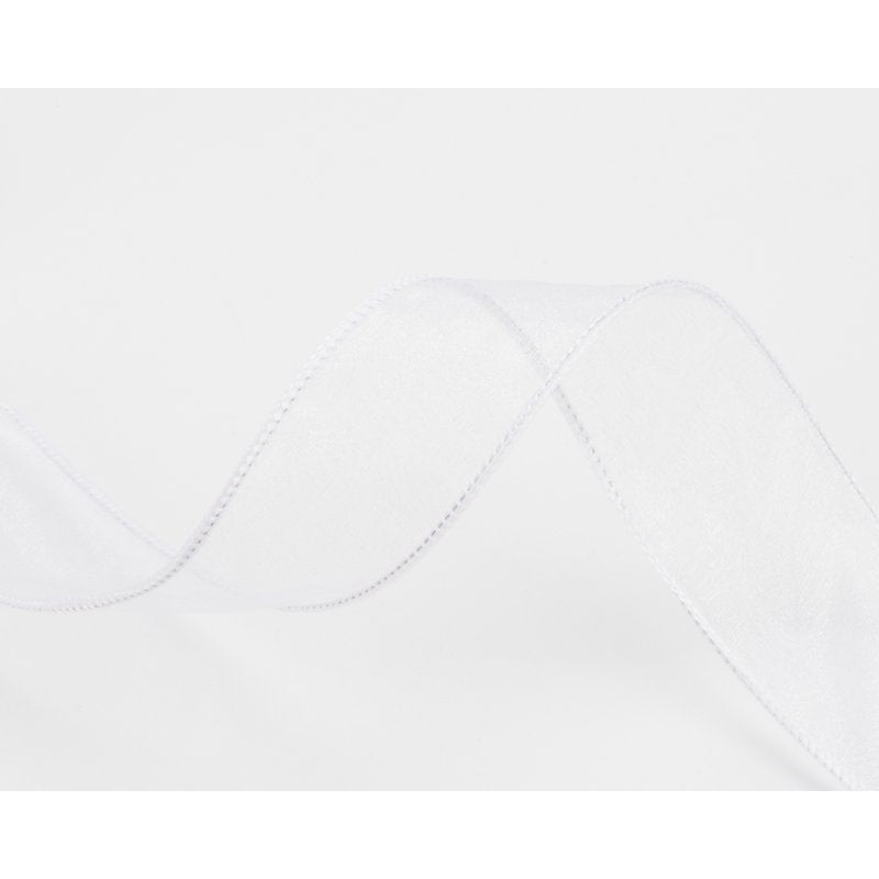 Joycrosso 1.5 Inch White Wired Organza Ribbon - 20 Yards for Gift Wrap & Decor