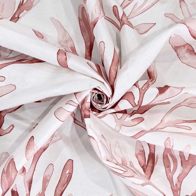 16-Piece Bathroom Set with Shower Curtain Rug Soap Dispenser and Hooks - Pink Coastal Botanical