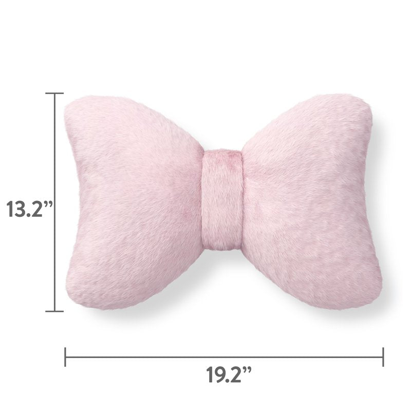 Kids Bow Throw Pillow 19x13 inches - Soft Plush Decorative Cushion for Kids' Room