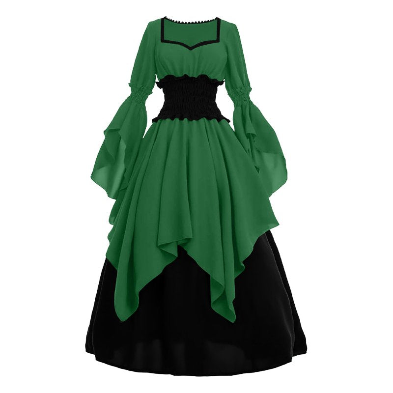 d36 Green Fairy Dress - XXL Medieval Corset Costume for Women Halloween Witch Masquerade