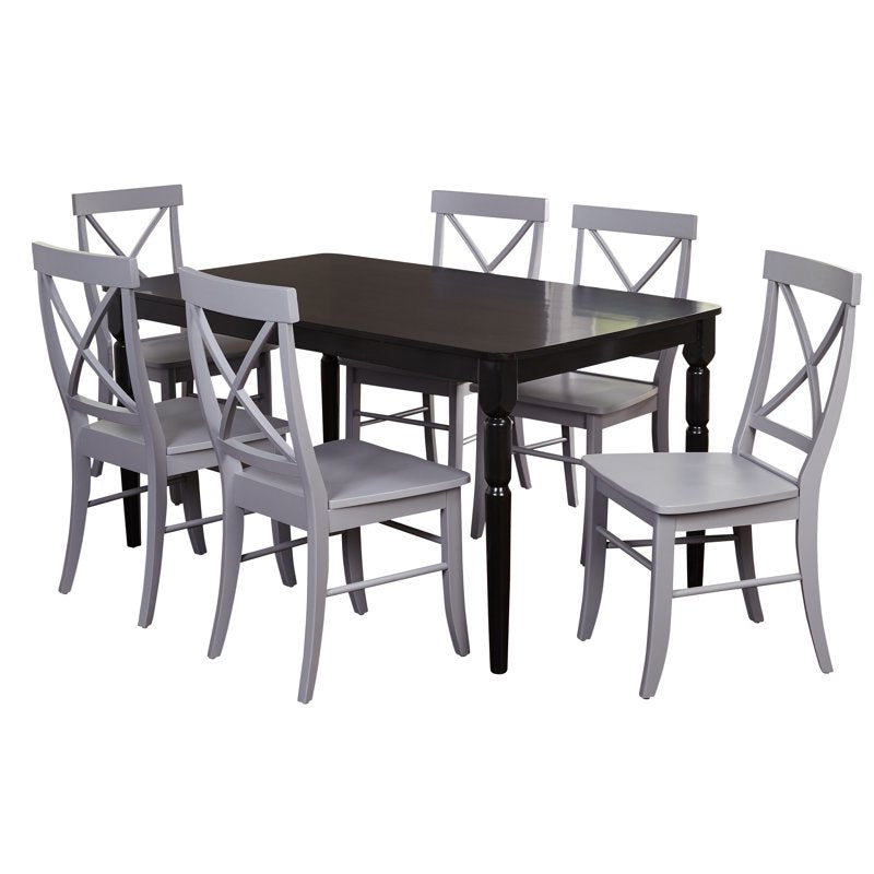 Rubberwood Cross Back Dining Chairs - Set of 2, Gray