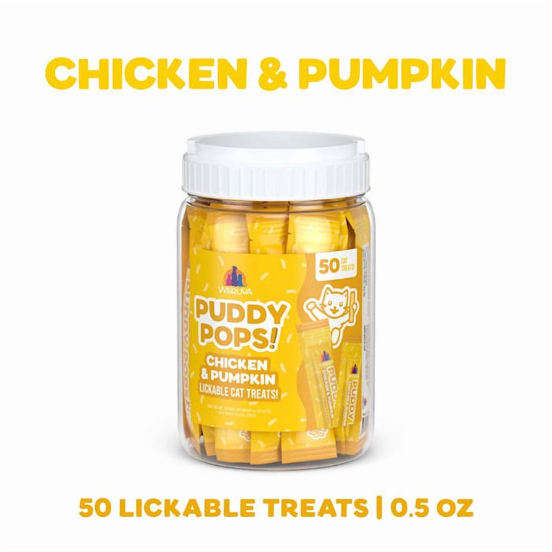 Lickable Cat Treats with Chicken & Pumpkin - 50 Pack, Hydrating & Natural