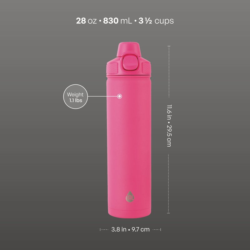 28oz Stainless Steel Ranger Water Bottle with Push Lock Lid - Hot Pink