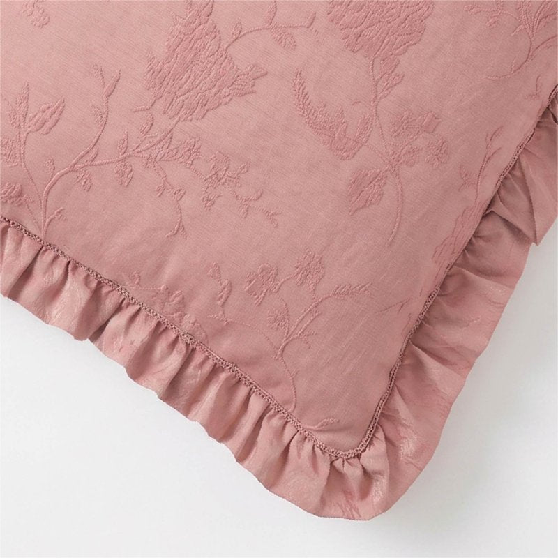 Pink Matelasse Floral Crochet Ruffle Decorative Pillow 20x20 - Heirloom Style