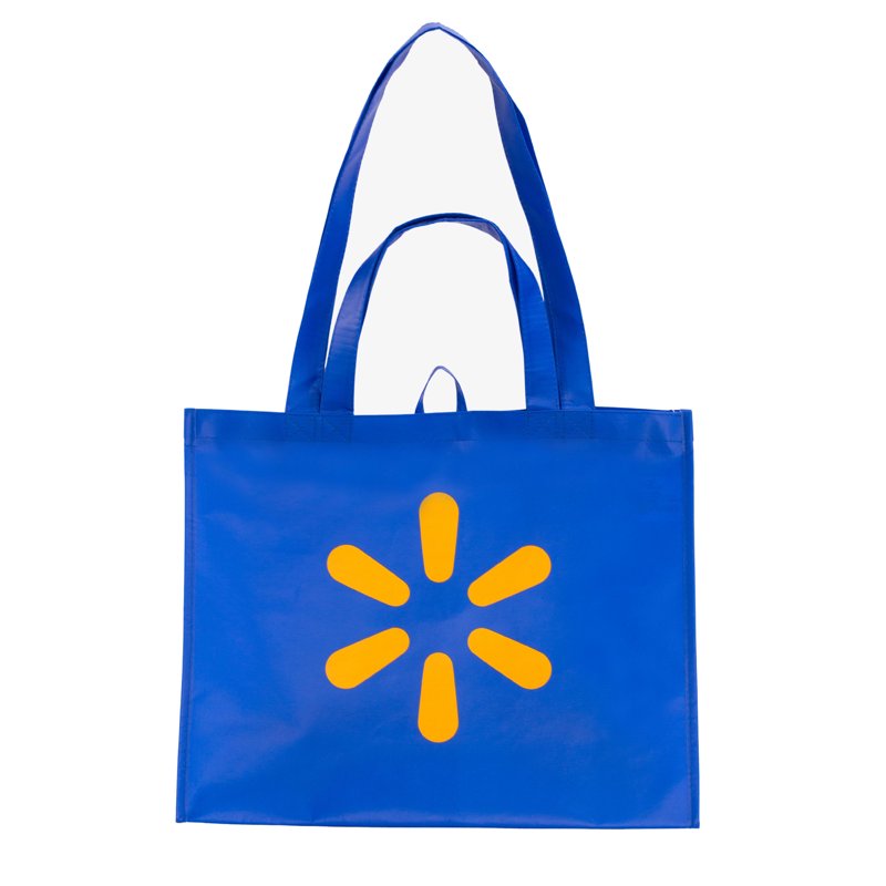 Large Reusable Grocery Tote Bag - 3 Pack, Blue with Double Handles