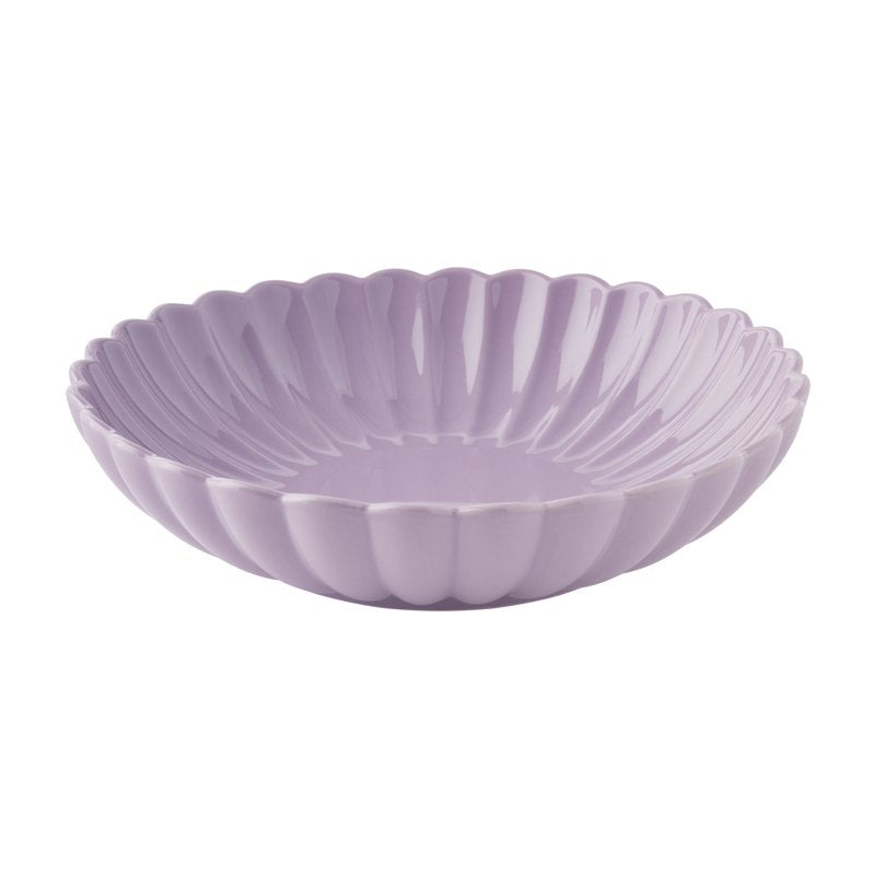 11-Inch Stoneware Serving Bowl - Purple Scalloped Design