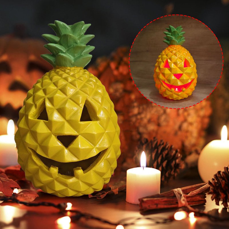 Halloween Pineapple Pumpkin Lantern - Indoor Outdoor Shatterproof Decor - Variation #368A