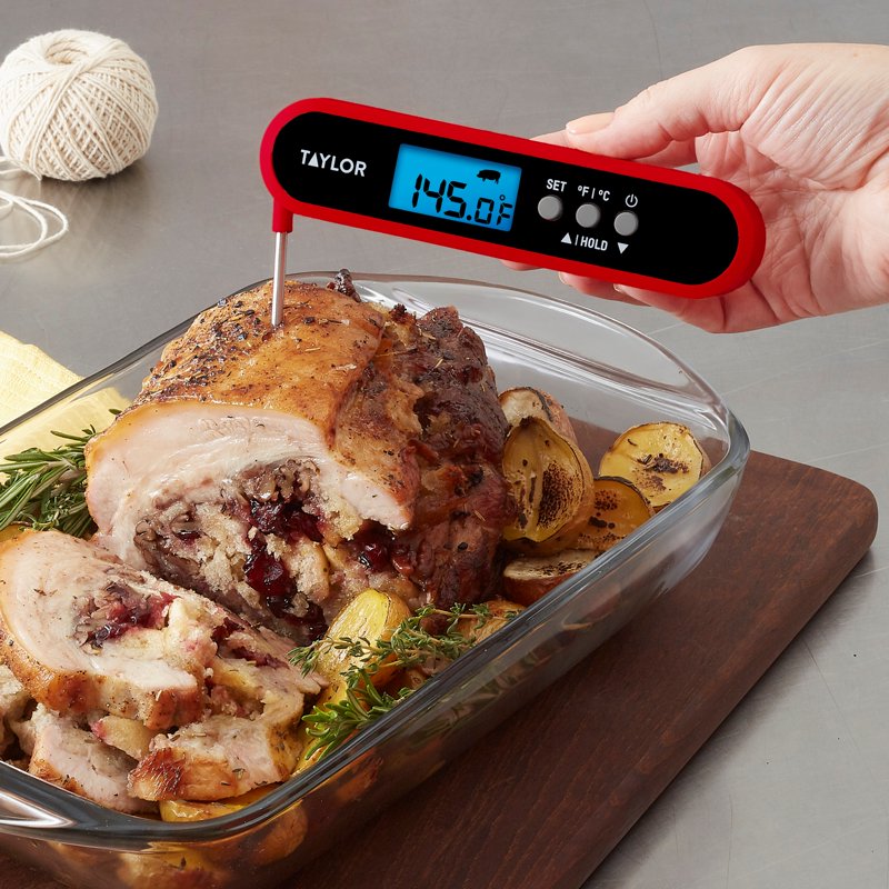Digital Waterproof Programmable Meat Thermometer - Red