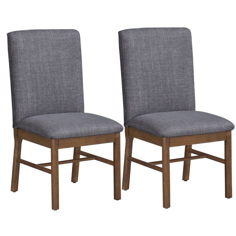 Tall Dining Chair Set - 2 Pack, Walnut & Gray Upholstered